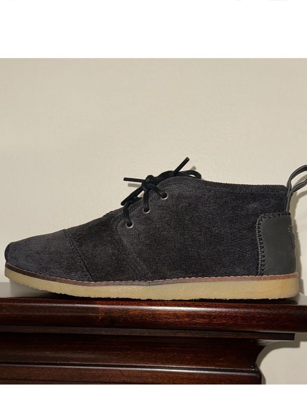 TOMS 8 Mateo Chukka Desert Black Corduroy Leather Combo Lace Up Ankle Boots